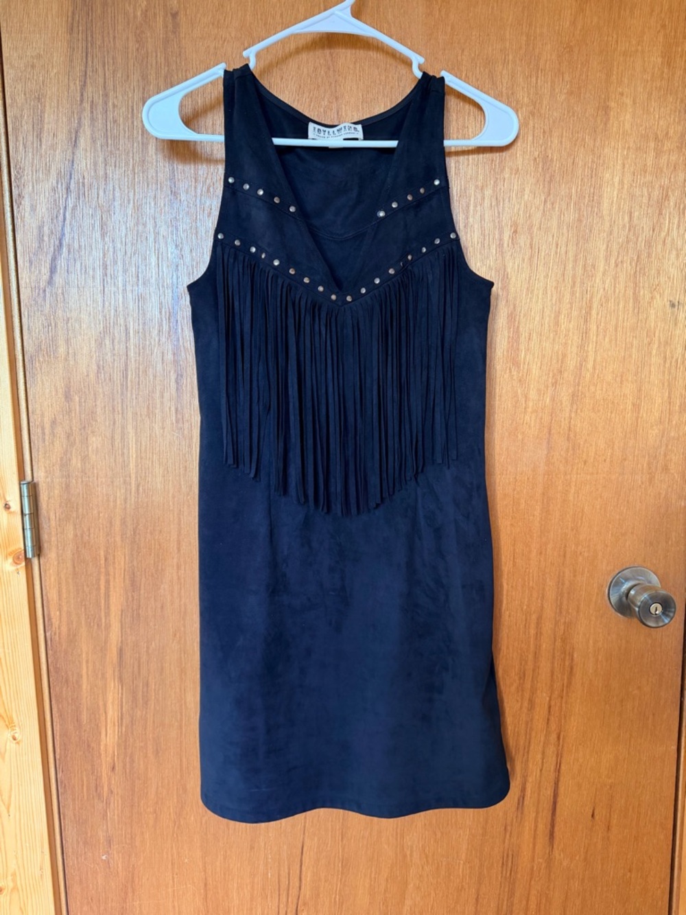 Idyllwind Black Suede-Look Fringe Shift Dress